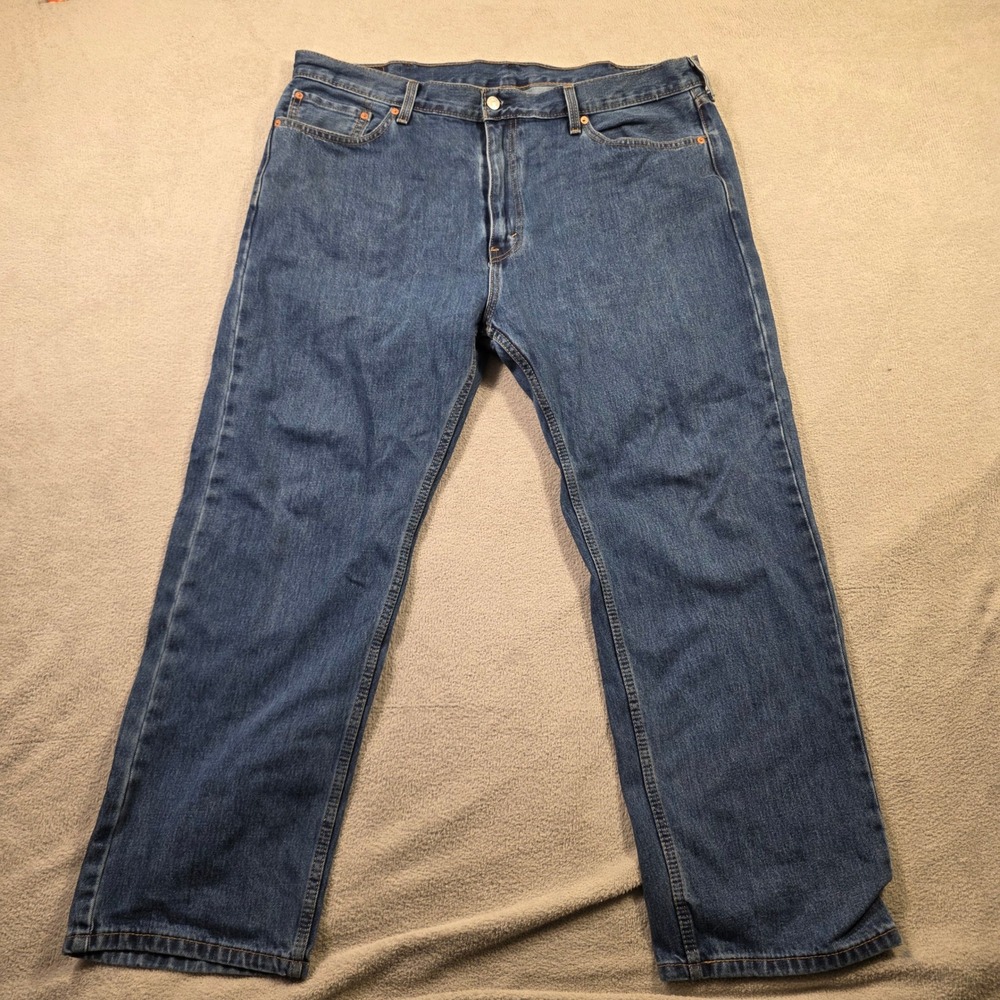 Levis 505 Regular Fit Jeans Mens 42x30 Blue Denim Straight Leg Pants Medium Wash